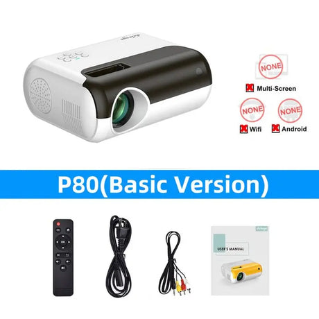 2800 Lumen Mini Led Home Projector P80 Portable Projetor 1080P Support Proyector for Home Video Beamer Children Gift