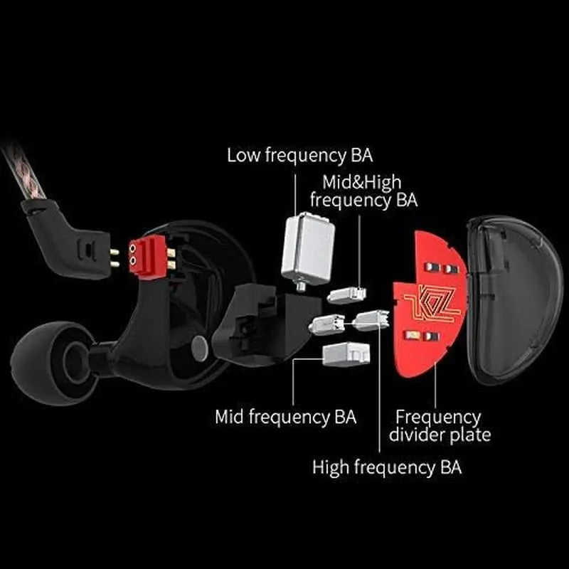KZ AS10 IEM Headphone, 5 Balanced Armature Driver KZ Earbuds Wired Earphone, Stereo Hifi KZ in Ear Monitor Headphone Musician Headset Headphone with Detachable 2 Pin Cable(No Microphone, Black)