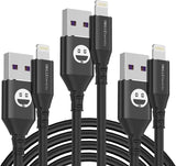 1Ft Iphone Charger Short Lightning Cable, 3-Pack Mfi-Certified Iphone Charger Cable 1Foot Charging Cord for Iphone 12 11 Pro X XS Max XR/8 Plus/7 Plus/6/6S Plus/5S /5C/Ipad Mini Air(Black)