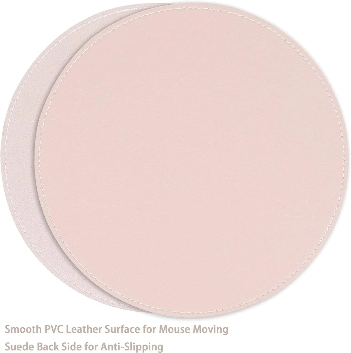 2 Pack Ultra Thin Waterproof PU Leather Mouse Pad,Stitched Edges,Works for Computers, Laptop,All Types of Mouse Pad, Office/Home(8.66'', 2 Pack, Pink)