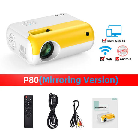 2800 Lumen Mini Led Home Projector P80 Portable Projetor 1080P Support Proyector for Home Video Beamer Children Gift