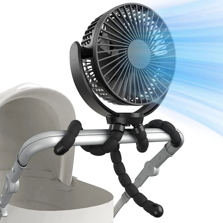 5000Mah Portable Battery Operated Fan, Baby Stroller Fan Flexible Tripod Small Clip on Fan for Bike & Treadmill,Usb Rechargeable and Handheld Cooling Fan for Travel, Car Seat, Golf Cart, Bed