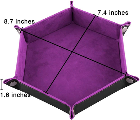 4 Pieces Dice Tray Set Foldable Dice Trays Hexagon Dice Rolling Tray PU Leather Dice Holder for Dice Games like RPG, DND and Other Table Games (Red, Black, Blue and Violet)