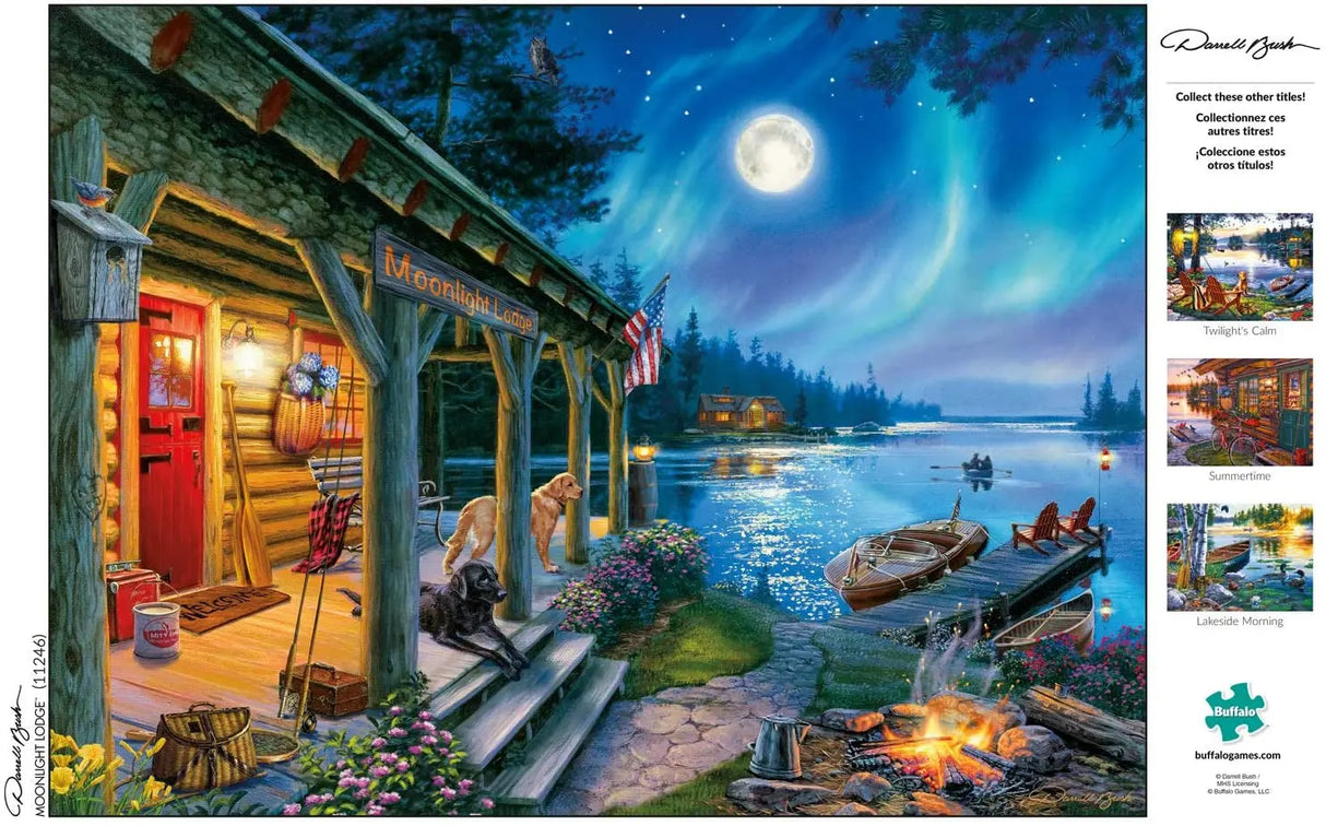 - Darrell Bush - Moonlight Lodge - 1000 Piece Jigsaw Puzzle , Blue