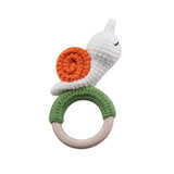 1Pc Baby Teether Music Rattles for Kids Animal Crochet Rattle Elephant Giraffe Ring Wooden Babies Gym Montessori Children'S Toys