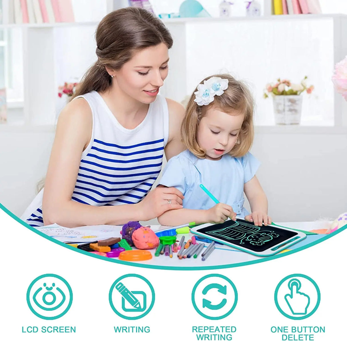 10 Inches LCD Writing Tablet for Kids, Doodle Board Drawing Tablet Kids LCD Board Digital Writing Pad with Memory Lock Educational Learning Toys Gifts for 3 4 5 6 7 8 9 Years Old Boys Girls