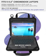 11-11.6 Inch Chromebook Case Protective Laptop Hard Cover Sleeve, Always-On Work in Case Pouch Handle Shoulder Strap (Black PU)