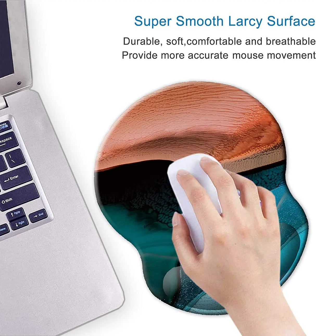 Mouse Pad, Ergonomic Mouse Pad with Gel Wrist Rest Support, Gaming Mouse Pad with Lycra Cloth, Non-Slip PU Base for Computer, Laptop, Home, Office & Travel, Abstract Marbling