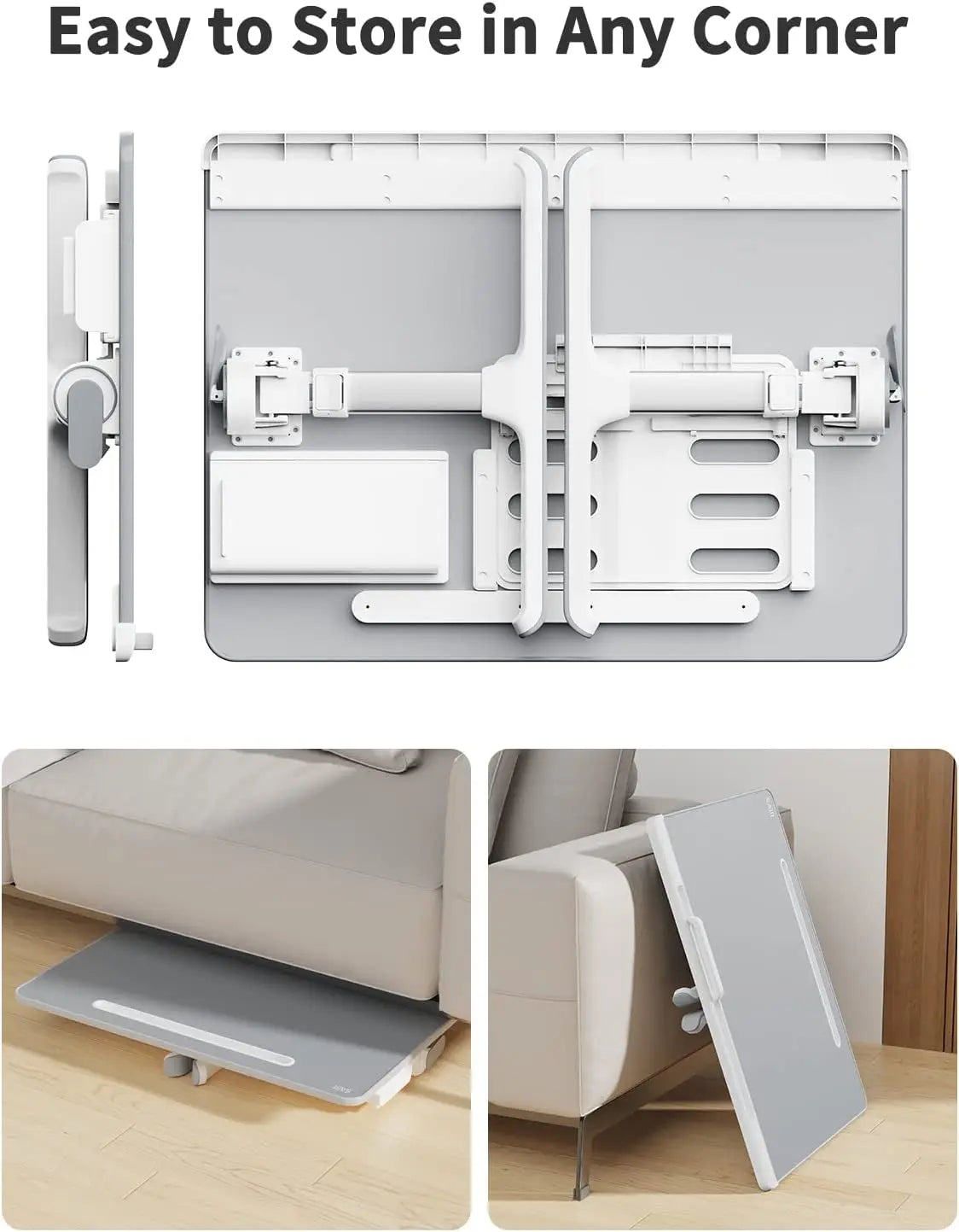 Laptop Bed Tray Desk,  Adjustable Stand for Bed, Foldable Table with Storage Drawer Eating, Working, Writing, Gaming, Drawing (Gray, X-Large)