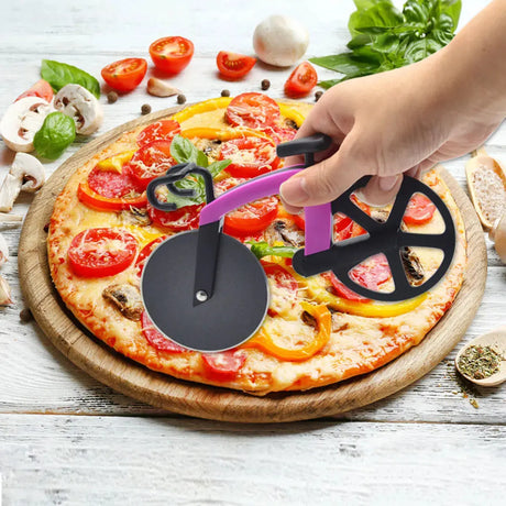 Kitchen Utensils Pizza Cutters Wheels Eco Friendly Stainless Steel Pizza Tools Creative Bicycle Design