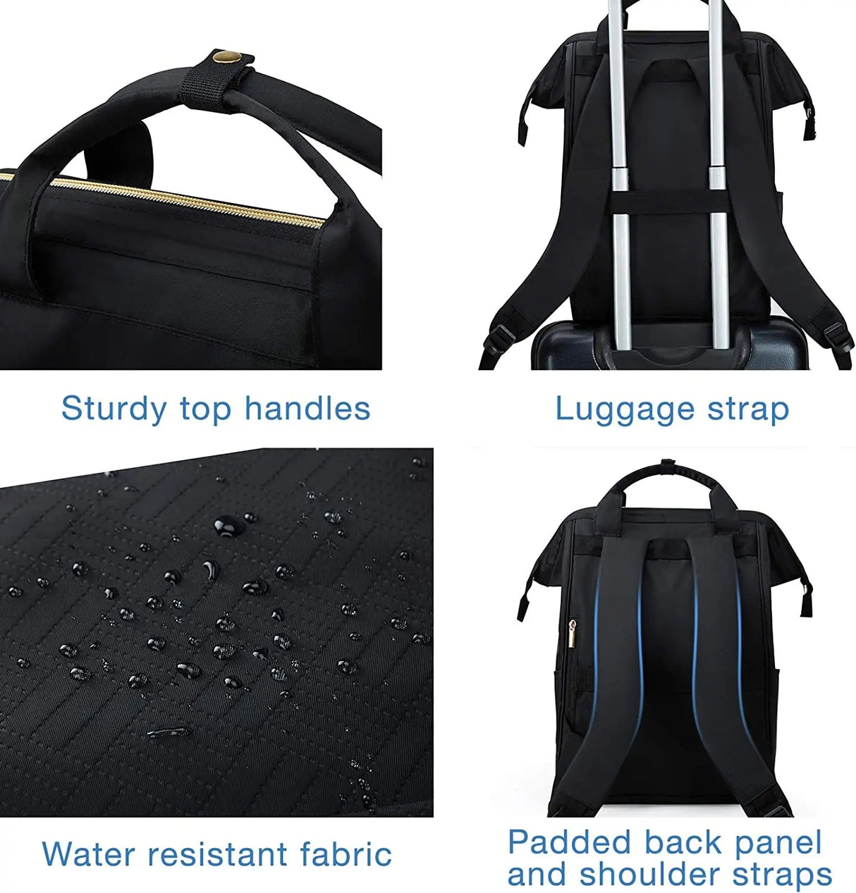 Laptop Backpack Purse for Women, 15.6 Inch Travel Laptop Backpacks, Black Teacher Backpack for College Work Business Trip (Black)