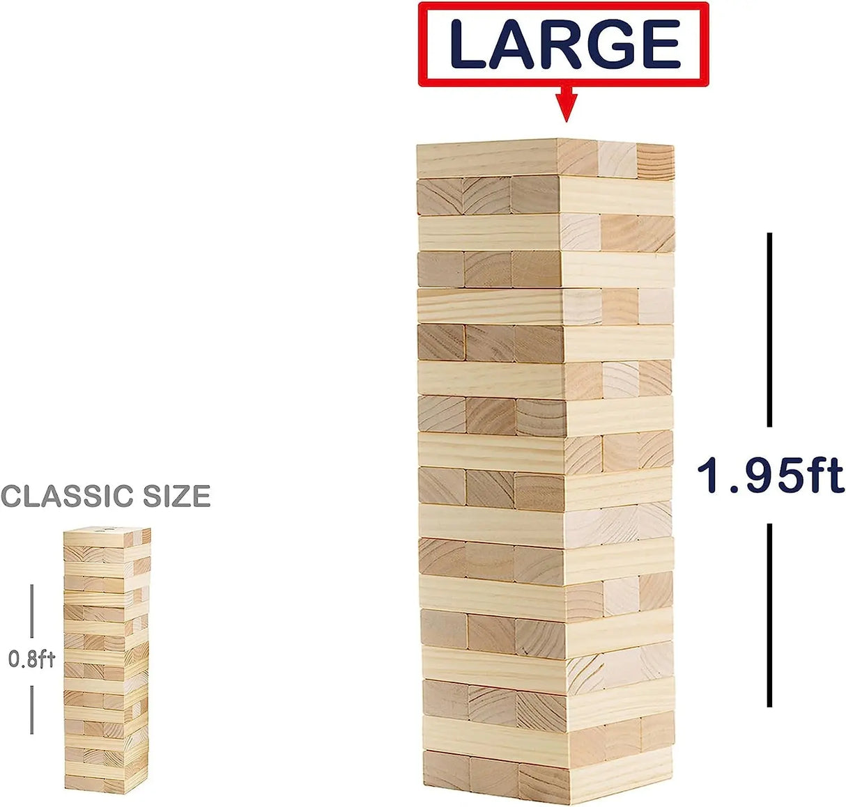 Large Tower Outdoor Games Wood Stacking Games Includes Scoresheet and Carry Bag - 54 Blocks