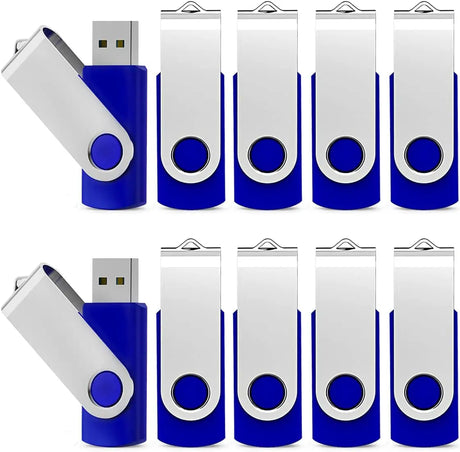 10 Pack 64 GB Flash Drive USB 2.0 Flash Drive 64GB Thumb Drive Jump Drive Memory Stick Data Storage Zip Drive Pen Drives, Blue