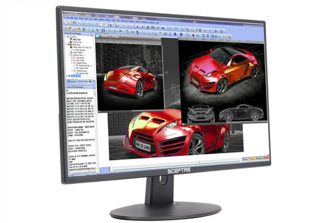 E248W-19203R 24" Ultra Thin 75Hz 1080P LED Monitor 2X HDMI VGA Build-In Speakers, Metallic Black 2018