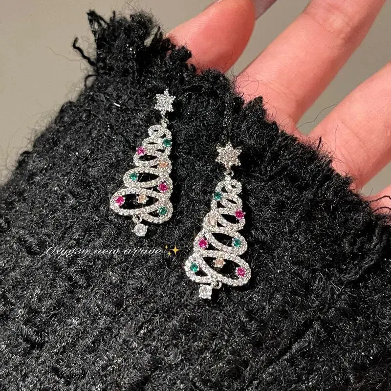 2023 New Trendy Statement Christmas Tree Earrings for Women Delicate Fashion Personality Sweet Versatile Christmas Earrings