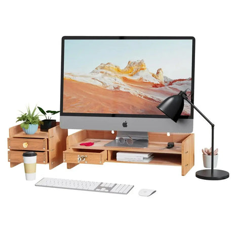 Desktop Laptop Support Shelf Wooden Monitor Screen Stand Shelf Supplies Computer Desktop Tabletop