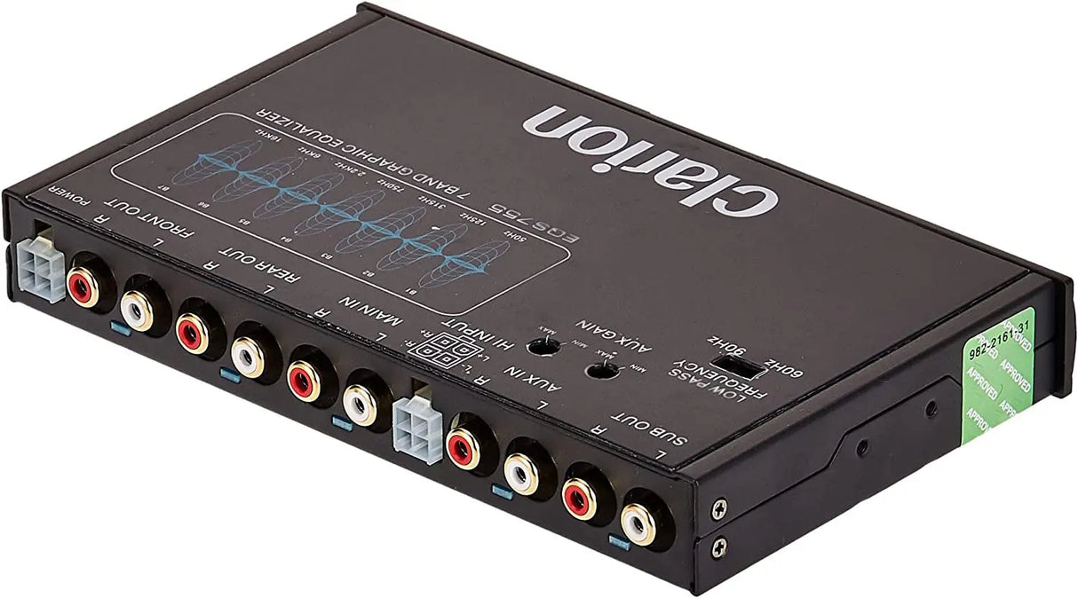EQS755 7-Band Car Audio Graphic Equalizer with Front 3.5Mm Auxiliary Input, Rear RCA Auxiliary Input and High Level Speaker Inputs, BLACK