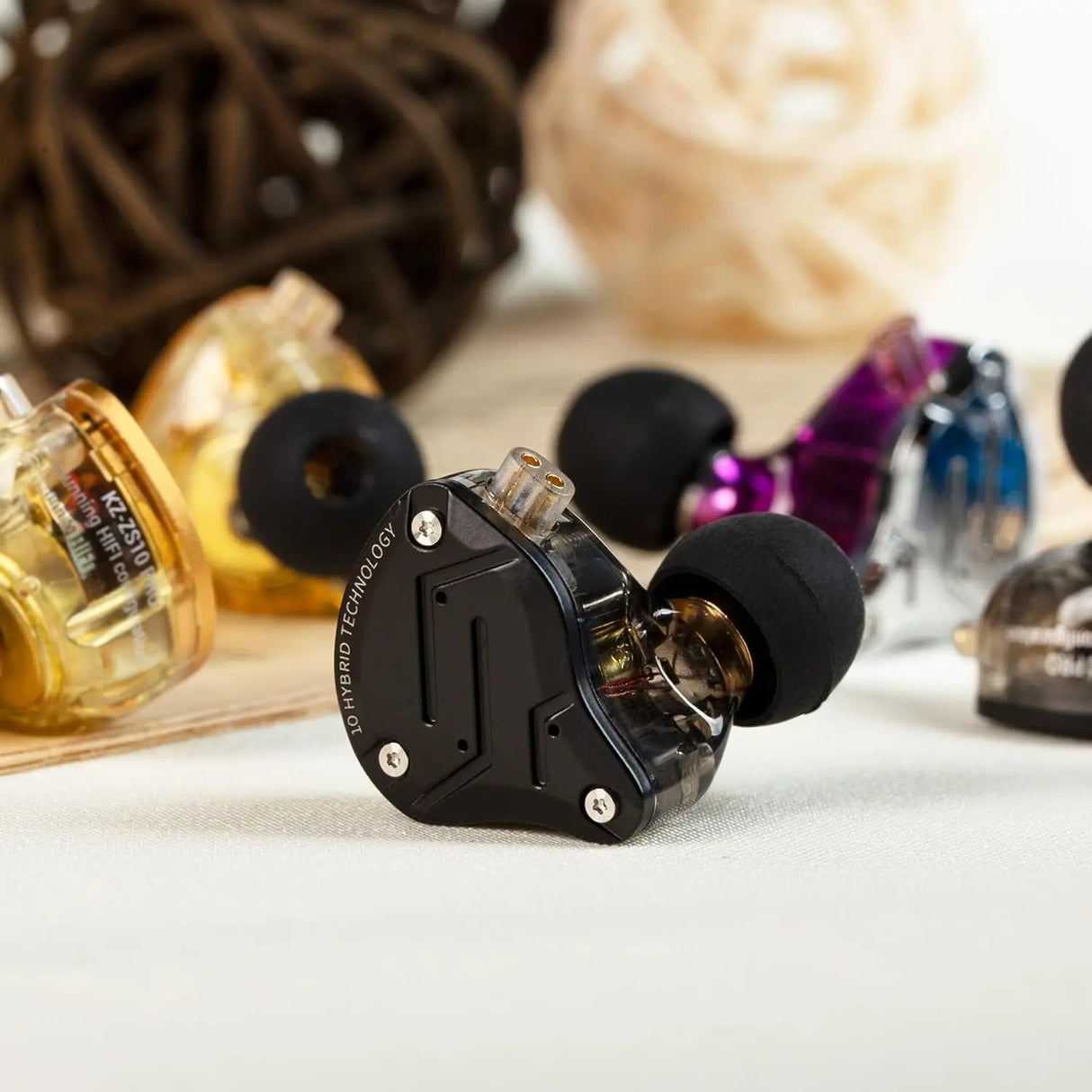 KZ ZS10 Pro in Ear Monitor Earbuds Headphone, KZ Earbuds with 4BA and 1DD Drivers, KZ Hifi IEM Earphone Upgraded ZS10 Pro with Detachable 0.75Mm 2 Pin 6N OFC Cable (Black No Mic)……