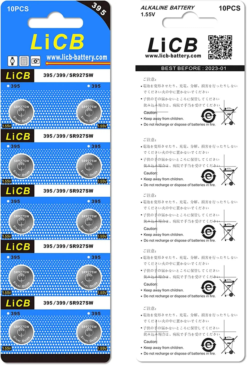 10 Pack 395 SR927SW 399 Watch Battery,Long-Lasting & Leak-Proof,High Capacity Silver Oxide 1.55V Button Cell Batteries for Watch