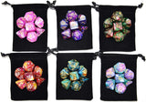 6 X 7 Sets (42 Pcs) Glitter Polyhedral Dice Sets with Pouches for DND RPG MTG Dungeon and Dragons Table Board Roll Playing Games D4 D8 D10 D12 D20 (6 Sets)