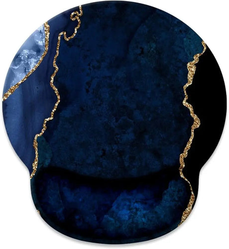 Blue and Gold Marble Mouse Pad with Wrist Rest Support,Cute Custom Gaming Made Non Slip Rubber Base Mousepad, Ergonomic Mouse Wrist Rest Pad Computer Laptop Mousepad … (Blue and Gold Marble)