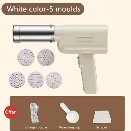 Automatic Electric Charging Wireless Hand Operated Pasta Maker Cutter Manual Spaghetti Noodles Dough Pressing Machine 3/5 Molds