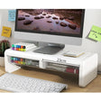 Desktop Computer Monitor Stand Raiser Multi-Function Storage Shelf 2 Drawer PC Computer Laptop Holder Heightening Bracket