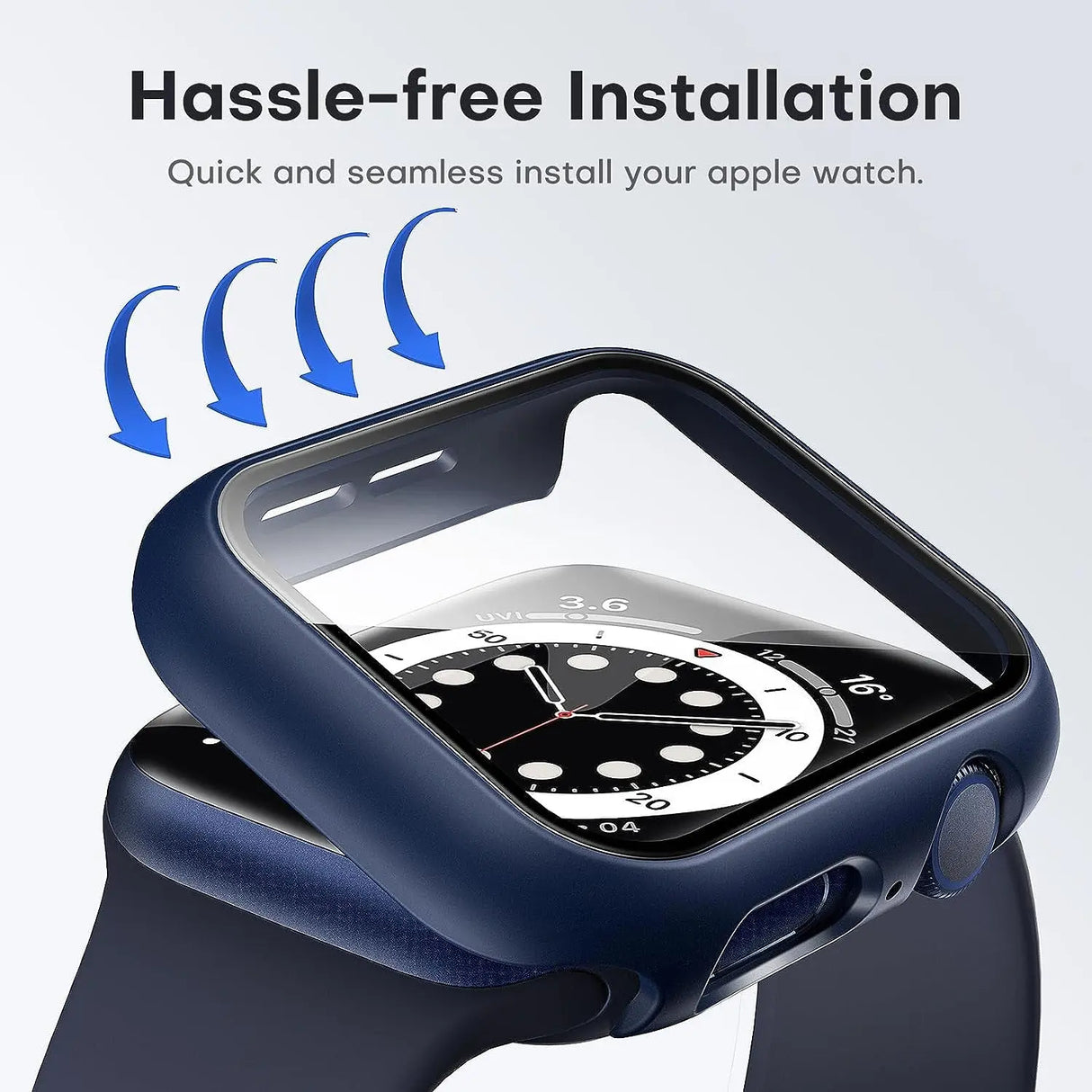 2 Pack Hard Case Designed for Apple Watch Se/Series 6/5/4 44Mm with 9H Tempered Glass Screen Protector, [Touch Sensitive] [Full Coverage] Slim Bumper Protective Cover 44Mm, Blue