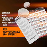 - Pack of 24 LR44 Batteries AG13 SR44 357 303 Premium Alkaline Non Rechargeable Button Battery, 1.5 Volt Small Batteries for Watches Clocks & Electronic Devices