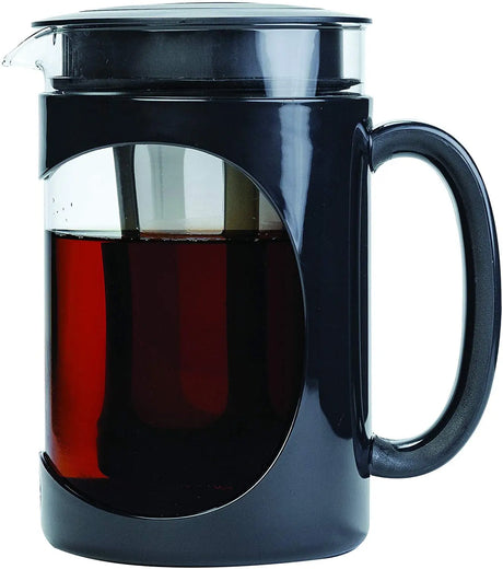 Burke Deluxe Cold Brew Iced Coffee Maker, Comfort Grip Handle, Durable Glass Carafe, Removable Mesh Filter, Perfect 6 Cup Size, Dishwasher Safe, 1.6 Qt, Black