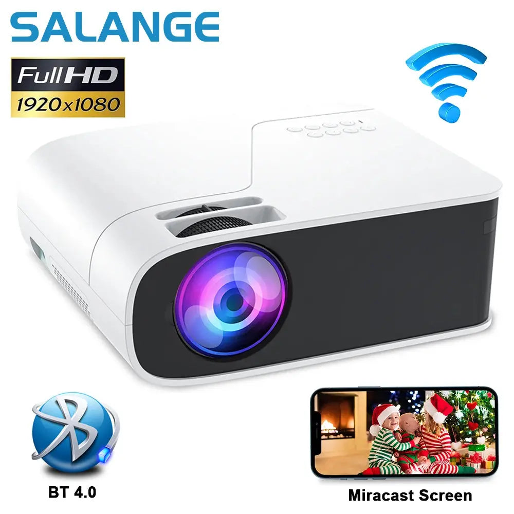 Salange Projector 1920X1080P Android 5G Wifi Bluetooth LED Video Beamer Home Theater Cinema Full 1080P Projector for Smartphone