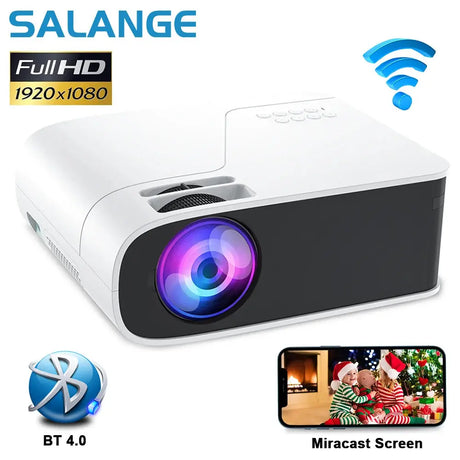 Salange Projector 1920X1080P Android 5G Wifi Bluetooth LED Video Beamer Home Theater Cinema Full 1080P Projector for Smartphone