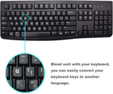 2PCS Universal English Keyboard Stickers, Matte Replacement English Keyboard Stickers with White Font on Black Background for Laptops and Desktops, Keyboard Alphabet Stickers