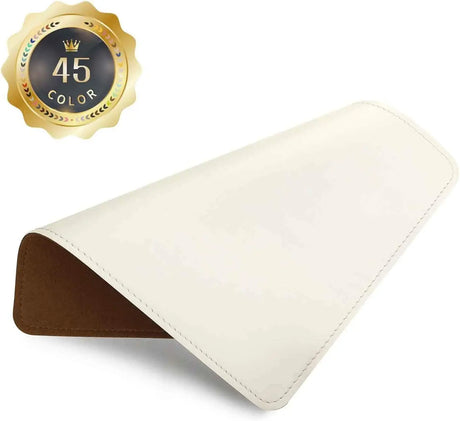 PU Leather Mouse Pad with Stitched Edge Micro-Fiber Base with Non-Slip, Waterproof, Mouse Pad for Computers, Laptop, Office & Home,1 Pack, 8Inch11Inch (White)