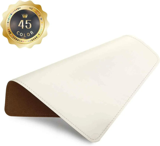 PU Leather Mouse Pad with Stitched Edge Micro-Fiber Base with Non-Slip, Waterproof, Mouse Pad for Computers, Laptop, Office & Home,1 Pack, 8Inch11Inch (White)