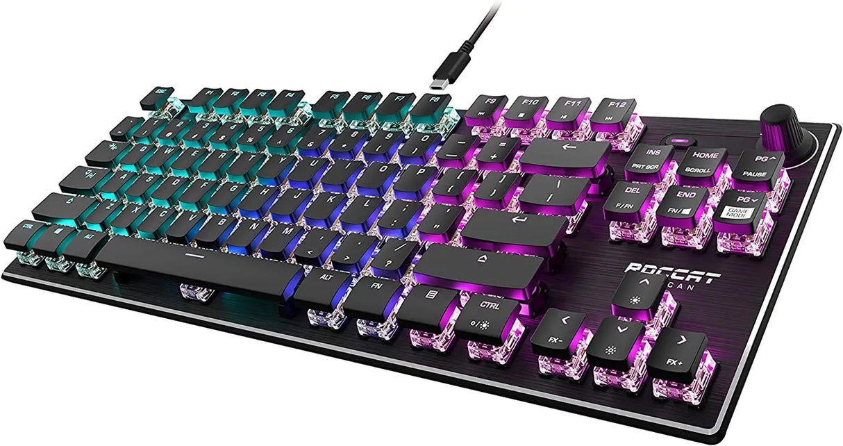 Vulcan TKL Mechanical Gaming Keyboard, Compact, Tenkeyless, Titan Optical Switches, RGB Lighting, Anodized Aluminum Top Plate, Detachable USB-C Cable, Low Profile Design, Black