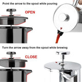 French Press Coffee Maker, 304 Grade Stainless Steel Insulated Coffee Press with 2 Extra Screens, 34Oz (1 Litre), Silver