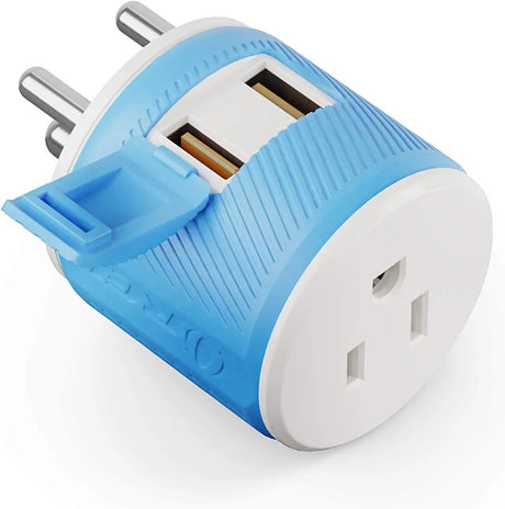 India, Nepal, Maldives Travel Plug Adapter with Dual USB - USA Input - Type D (U2U-10), Will Work with Cell Phones, Camera, Laptop, Tablets, Ipad, Iphone and More