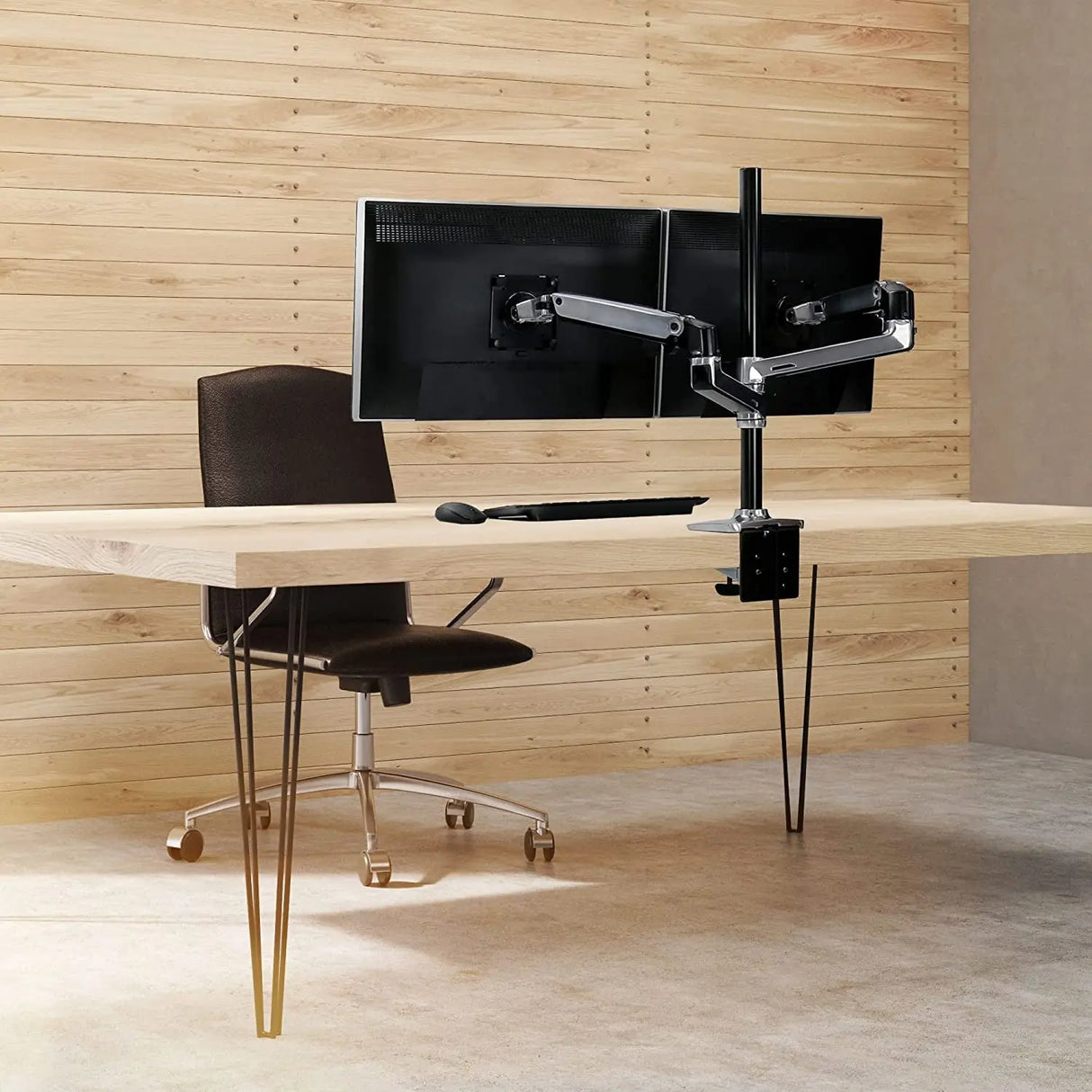 – LX Vertical Stacking Dual Monitor Arm, VESA Desk Mount – for 2 Monitors up to 40 Inches, 7 to 22 Lbs Each – Tall Pole, Polished Aluminum