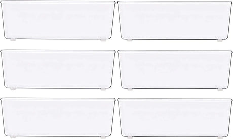 6 Pack Clear Plastic Drawer Organizers, 3.25"X 6.12"
