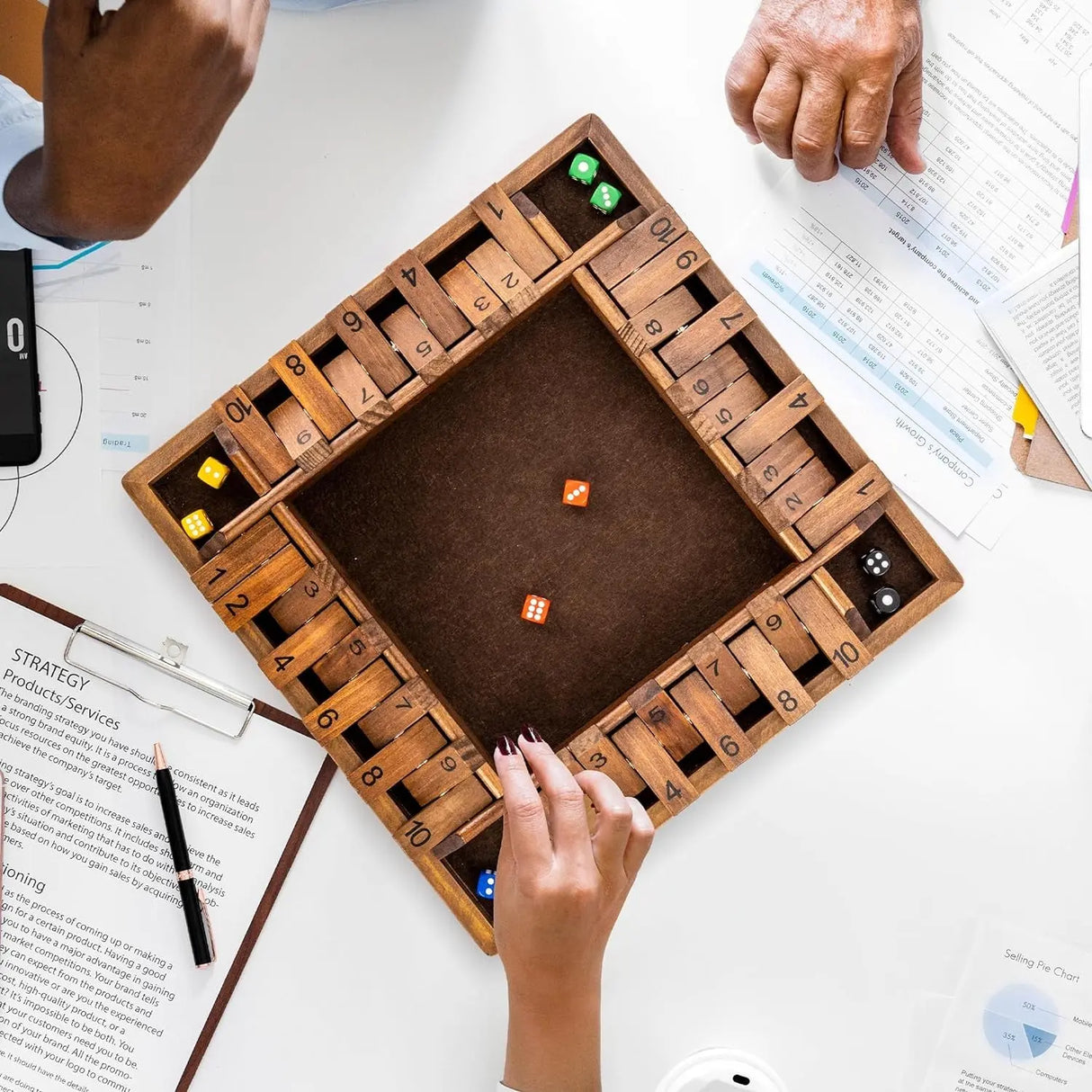 14 Inches 4-Way Board Game (2-4 Players) for Kids & Adults [Large Wooden Game, 8 Dice + Rules] Smart Addition Learning Game – Vantage Style
