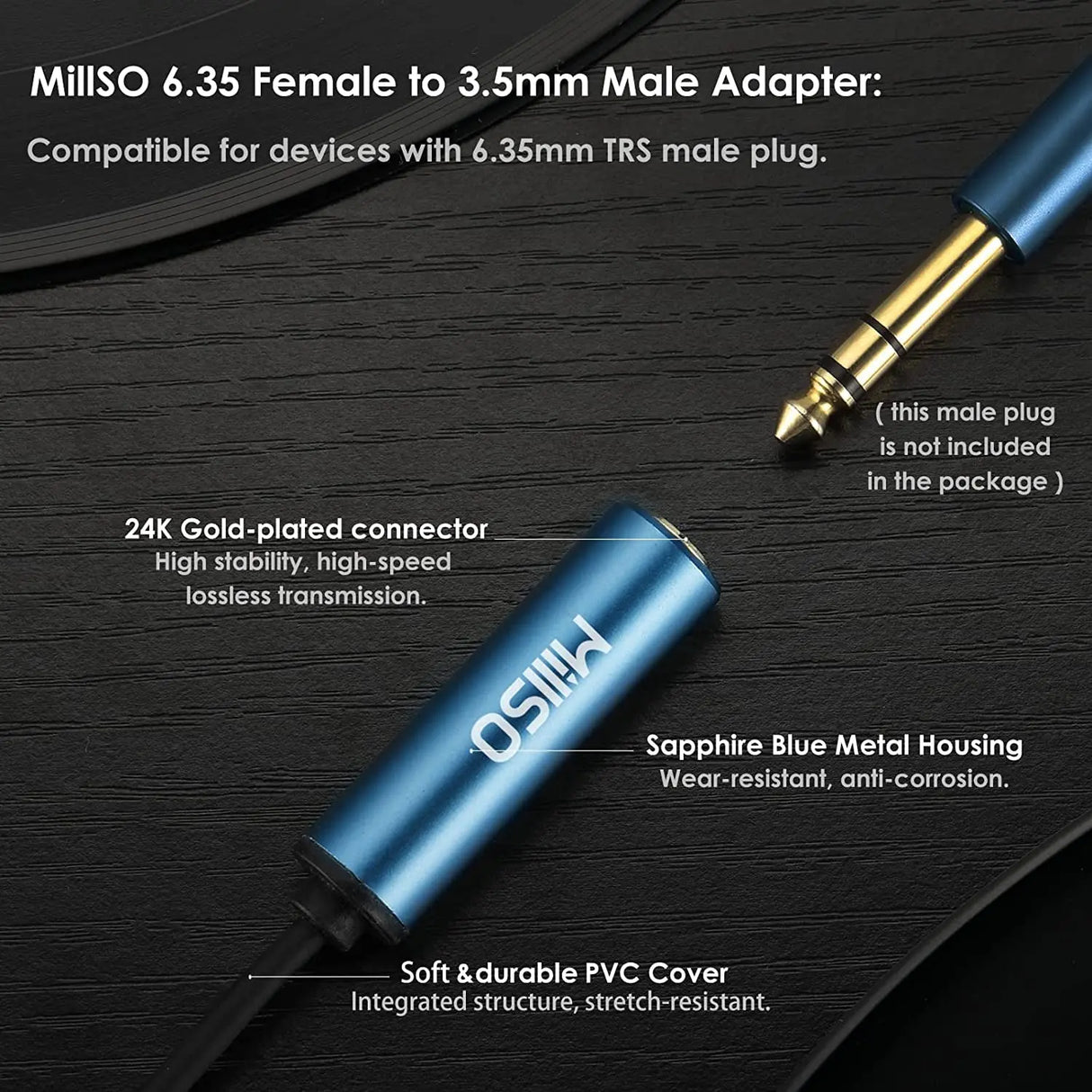 1/4 to 3.5Mm Headphone Adapter, TRS 6.35Mm Female to 3.5Mm Male 1/8 to 1/4 Stereo Audio Adapter for Amplifiers, Guitar, Piano, Home Theater Devices to Phone, Laptop, Headphones - 12Inch/30Cm