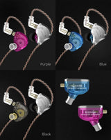 KZ ZS10 Pro in Ear Monitor Headphone, KZ Hifi Earbuds Headphone with 4 Balanced Armatures and 1 Dynamic Drivers for Drummer Musician (Blue with Mic)…
