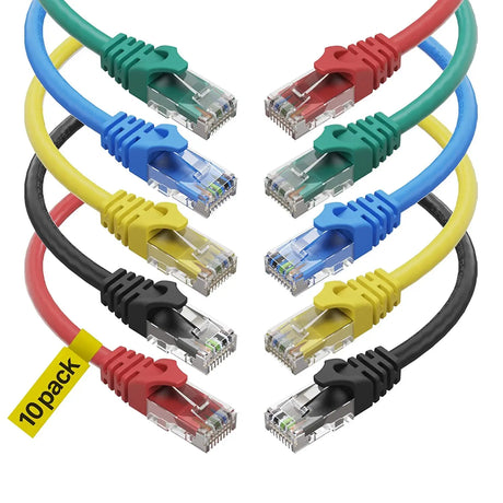 Cat6 Ethernet Cable - 6 Ft 10-Pack (1.8M) Cat 6 RJ45, LAN, Utp, Network, Patch, Internet Cable - 6 Feet