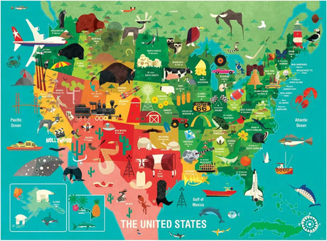 1000 Piece United States Jigsaw Puzzle for Adults and Families, USA Family Puzzle with Vibrant Illustrations of the Attributes of the 50 States, One Size (9780735353244)