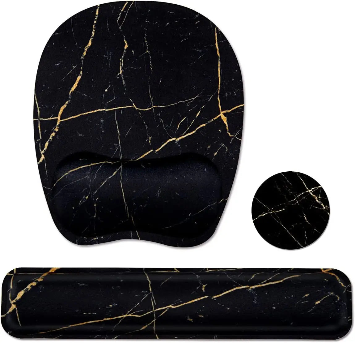 Keyboard Wrist Rest Mouse Pad Wrist Support for Computer/Laptop Memory Foam Keyboard Pad Ergonomic Hand Rest Wrist Cushion for Home Office Gaming - Black Marble