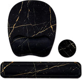 Keyboard Wrist Rest Mouse Pad Wrist Support for Computer/Laptop Memory Foam Keyboard Pad Ergonomic Hand Rest Wrist Cushion for Home Office Gaming - Black Marble