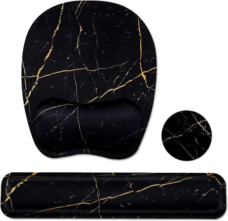 Keyboard Wrist Rest Mouse Pad Wrist Support for Computer/Laptop Memory Foam Keyboard Pad Ergonomic Hand Rest Wrist Cushion for Home Office Gaming - Black Marble
