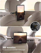 Car Tablet Headrest Holder - Car Back Seat Headrest Tablet Mount Stand for Kids, Road Trip Essentials, Compatible with Ipad Pro Air Mini, Galaxy Tab, Other 5.5 to 8.6" Wide Devices, Black