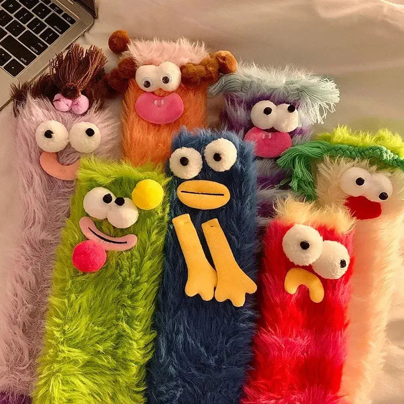 Winter Coral Velvet Socks Funny 3D Cartoon Girls Thickened Warm Socks Home Parent-Child Stockings Floor Sleeping Socks for Kids